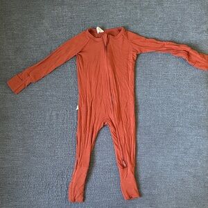Tenth and Pine soft bamboo baby pajamas in Rust